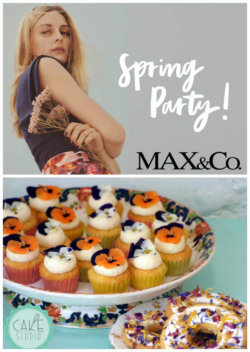 mini cupcake con fiorri edibili e biscotti con petali per evento max&co